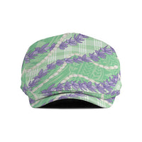 Pastel Green Hawaii Palaka Honohono Pikake Jeff Hat Hawaiian Orchid Lei Polynesian Pattern - Polynesian Pride