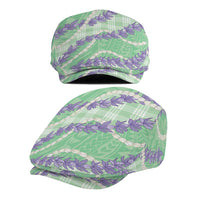 Pastel Green Hawaii Palaka Honohono Pikake Jeff Hat Hawaiian Orchid Lei Polynesian Pattern - Polynesian Pride