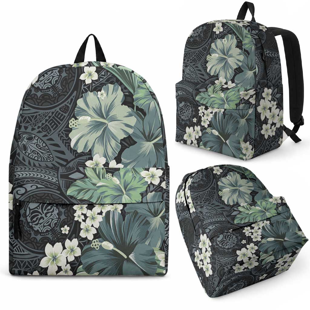 Pauliuli Hawai'i Hibiscus Backpack Polynesian Tribal Tattoo Pattern Floral Elements