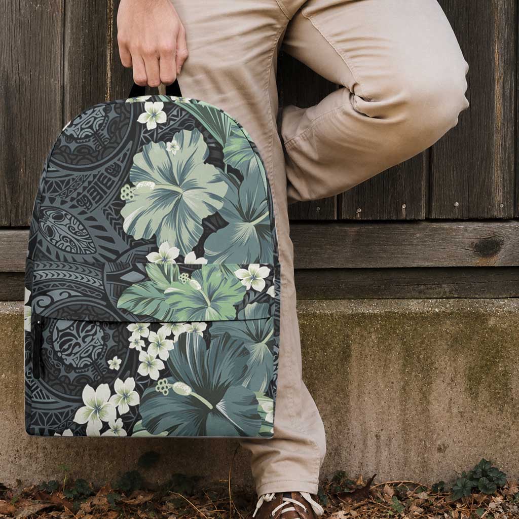 Pauliuli Hawai'i Hibiscus Backpack Polynesian Tribal Tattoo Pattern Floral Elements