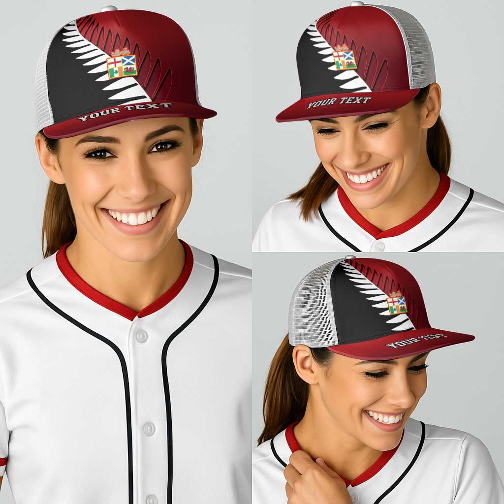 Personalised British Lions New Zealand Baseball Net Cap Half Black Fern - Polynesian Pride