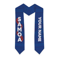 Personalised Samoa Graduation Stole Blue Siapo Pattern With Ula Fala LT05 - Polynesian Pride