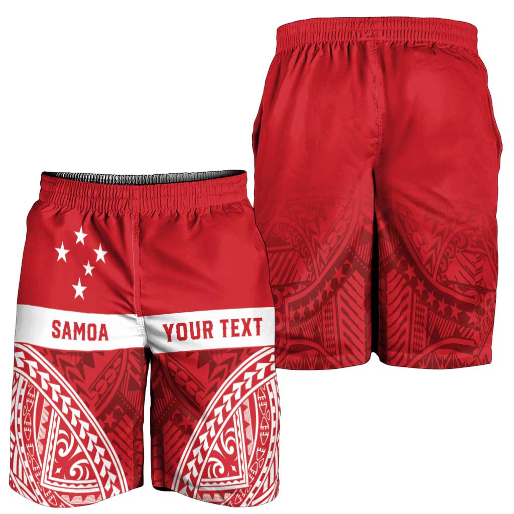 Personalised Toa Samoa Rugby Spirit Shorts for Men Red Samoan Tribal Pattern - Polynesian Pride