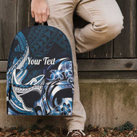 Personalized Hawaii Shark Tattoo Backpack Hawaiian Pattern Plumeria Blue