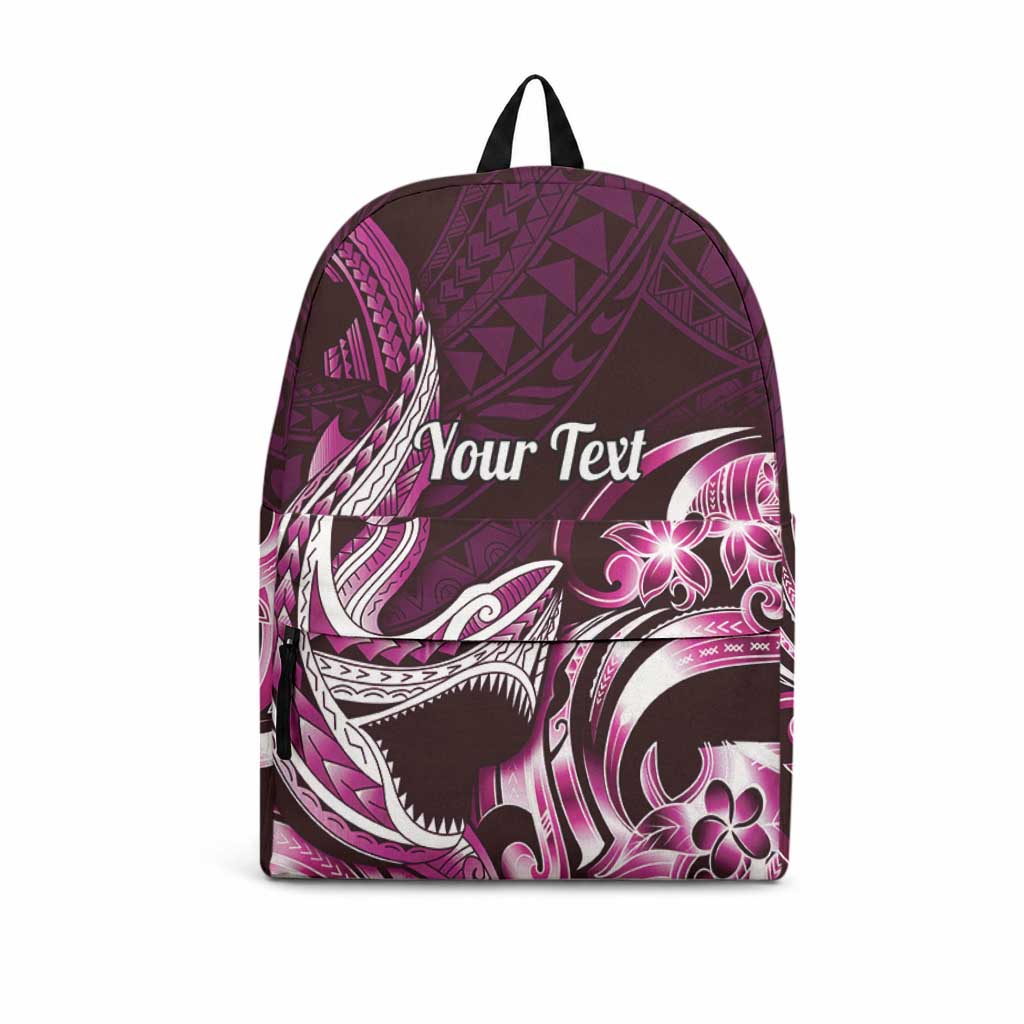 Personalized Hawaii Shark Tattoo Backpack Hawaiian Pattern Plumeria Pink