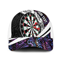 Personalized NZ Darts Baseball Net Cap Paua Shell Maori Koru Whakairo - Purple - Polynesian Pride