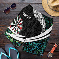 Personalized NZ Darts Shorts for Men Paua Shell Maori Koru Whakairo - Polynesian Pride