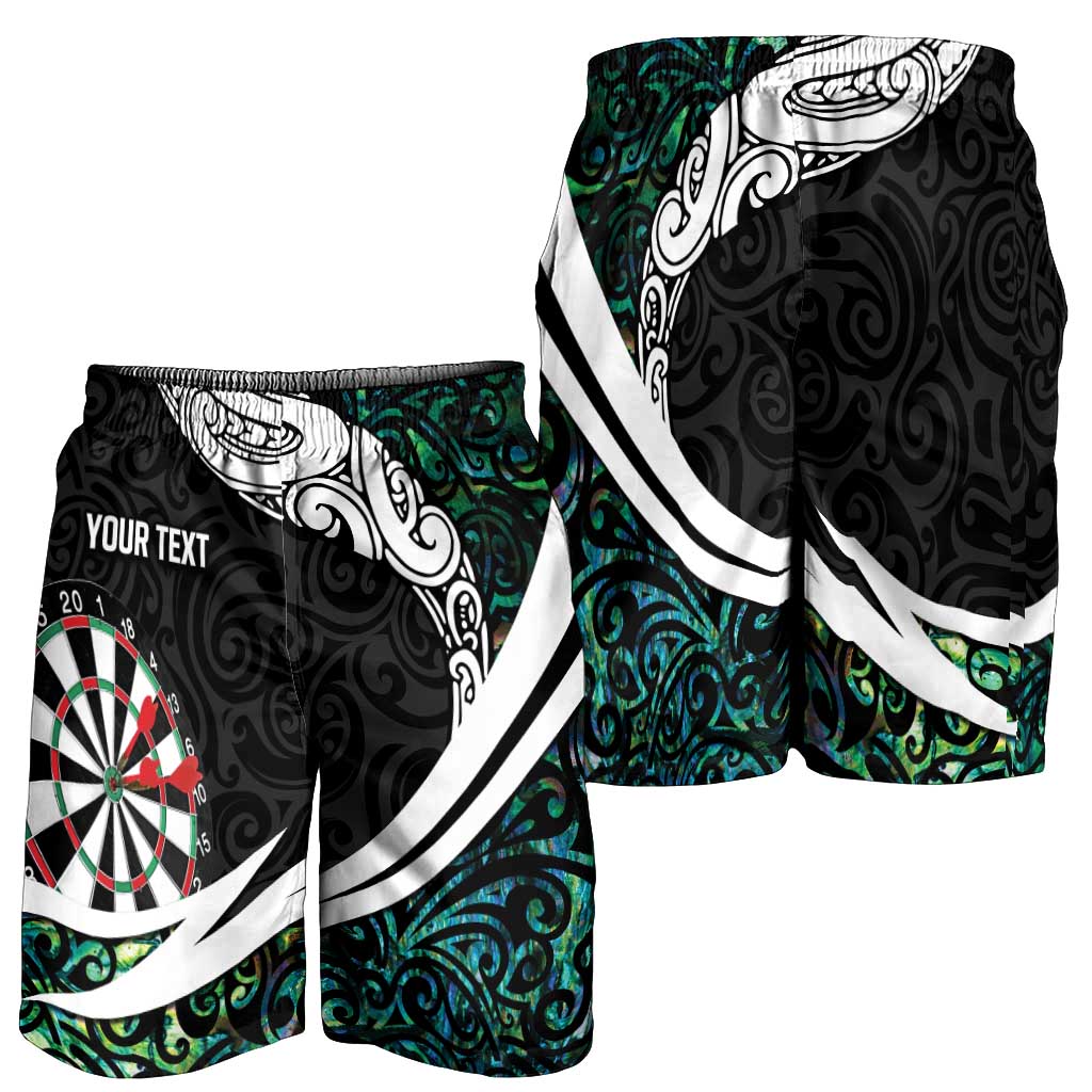 Personalized NZ Darts Shorts for Men Paua Shell Maori Koru Whakairo - Polynesian Pride