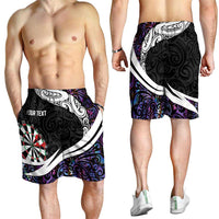 Personalized NZ Darts Shorts for Men Paua Shell Maori Koru Whakairo - Purple - Polynesian Pride