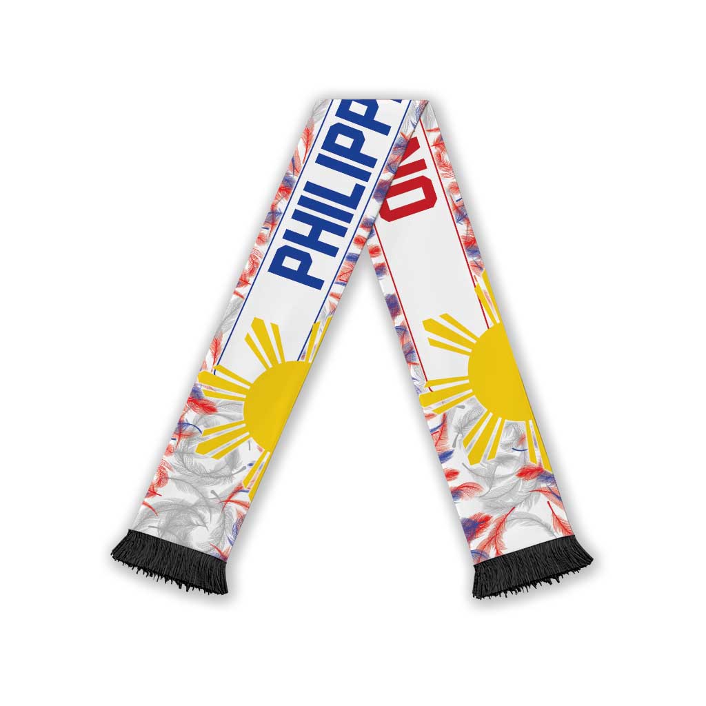 Philippines Flag Day Soccer Scarf Filipino Feather Pattern LT9 Black Fringe One Size White - Polynesian Pride