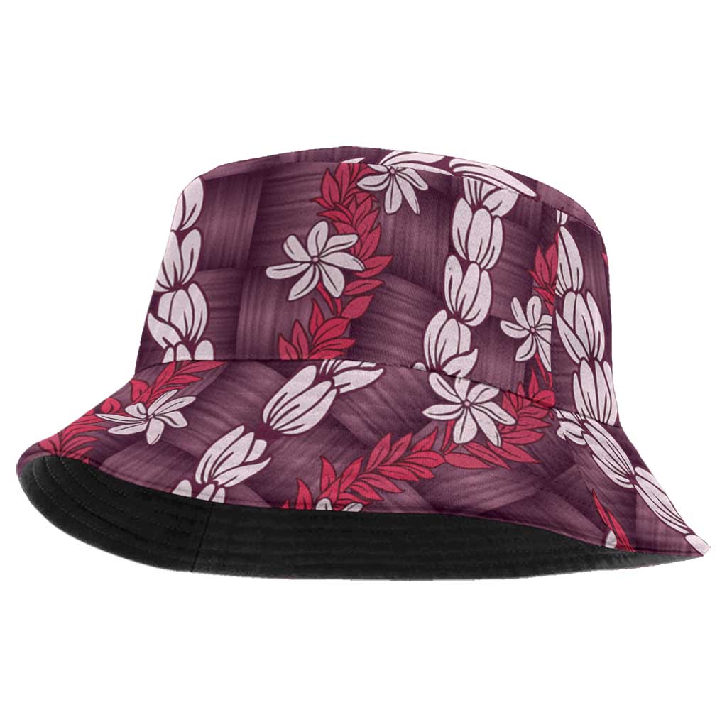 Pikake Maile Tiare Lei Bucket Hat Akala Lauhala Pattern
