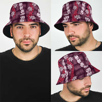 Pikake Maile Tiare Lei Bucket Hat Akala Lauhala Pattern