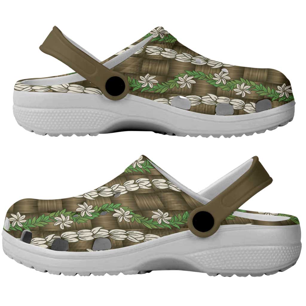 Pikake Maile Tiare Lei Clogs Shoes Natural Lauhala Pattern