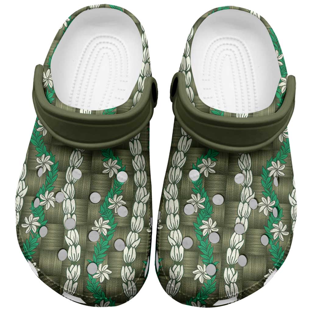 Pikake Maile Tiare Lei Clogs Shoes Omaomao Lauhala Pattern