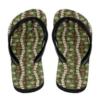 Pikake Maile Tiare Lei Flip Flops Natural Lauhala Pattern