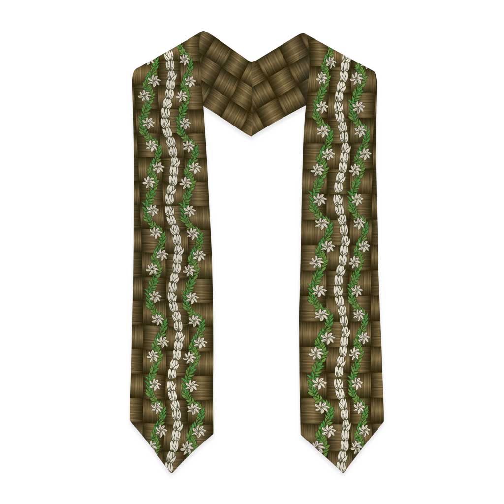 Pikake Maile Tiare Lei Graduation Stole Natural Lauhala Pattern