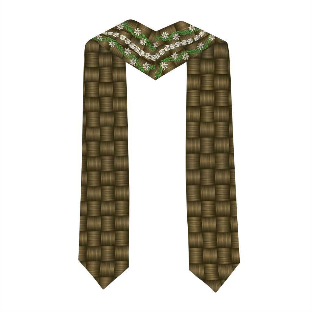 Pikake Maile Tiare Lei Graduation Stole Natural Lauhala Pattern