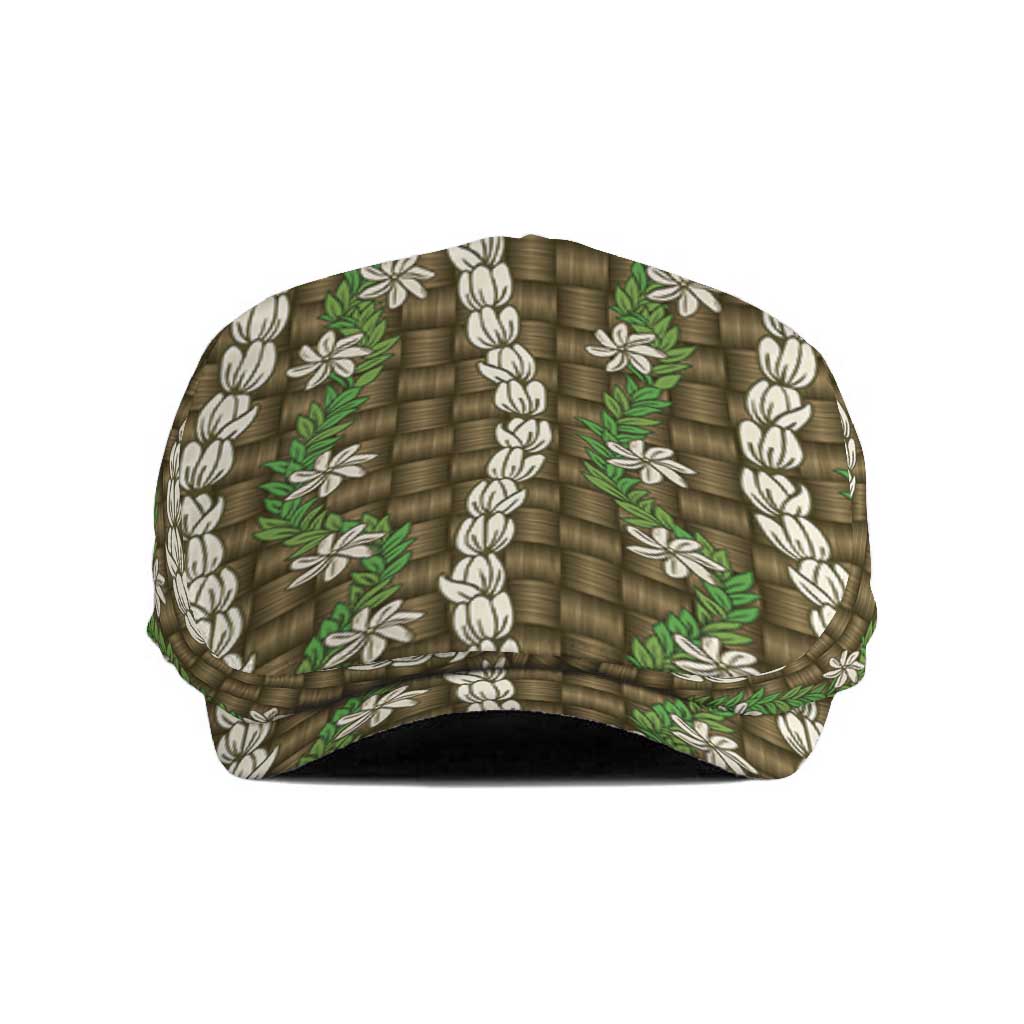 Pikake Maile Tiare Lei Jeff Hat Natural Lauhala Pattern