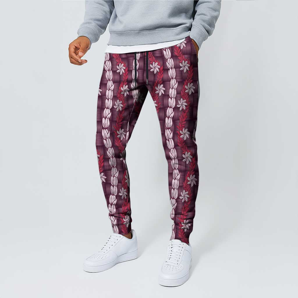 Pikake Maile Tiare Lei Jogger Pants Akala Lauhala Pattern
