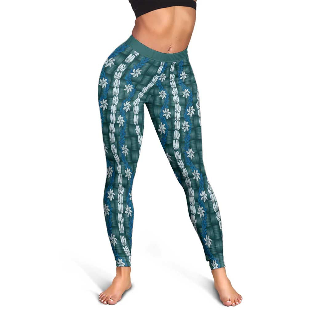 Pikake Maile Tiare Lei Leggings Polu Lauhala Pattern