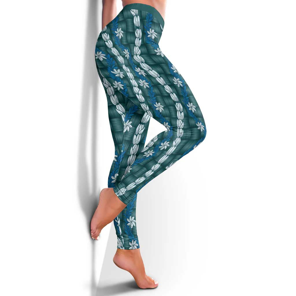 Pikake Maile Tiare Lei Leggings Polu Lauhala Pattern