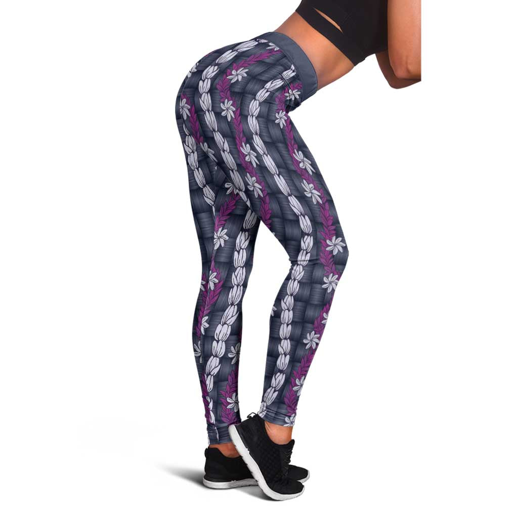 Pikake Maile Tiare Lei Leggings Poni Lauhala Pattern