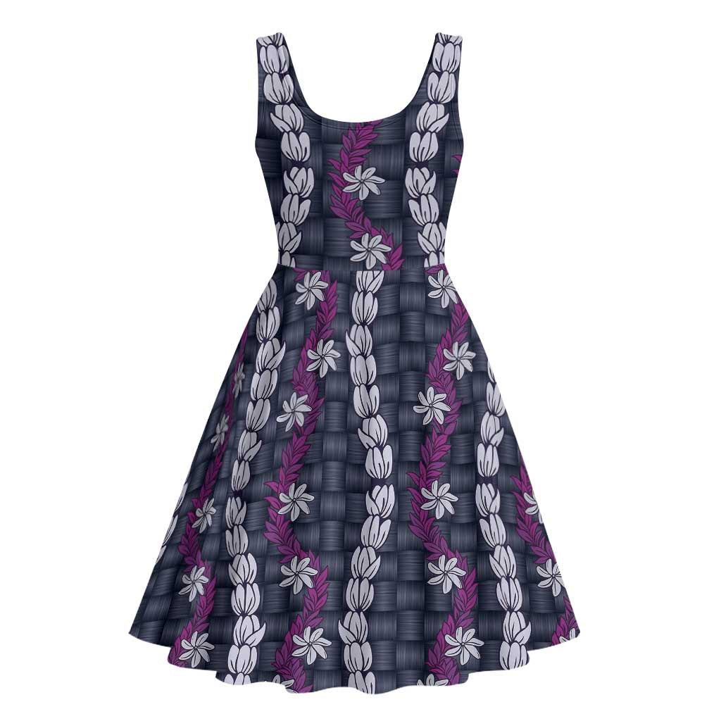 Pikake Maile Tiare Lei Midi Dress Poni Lauhala Pattern
