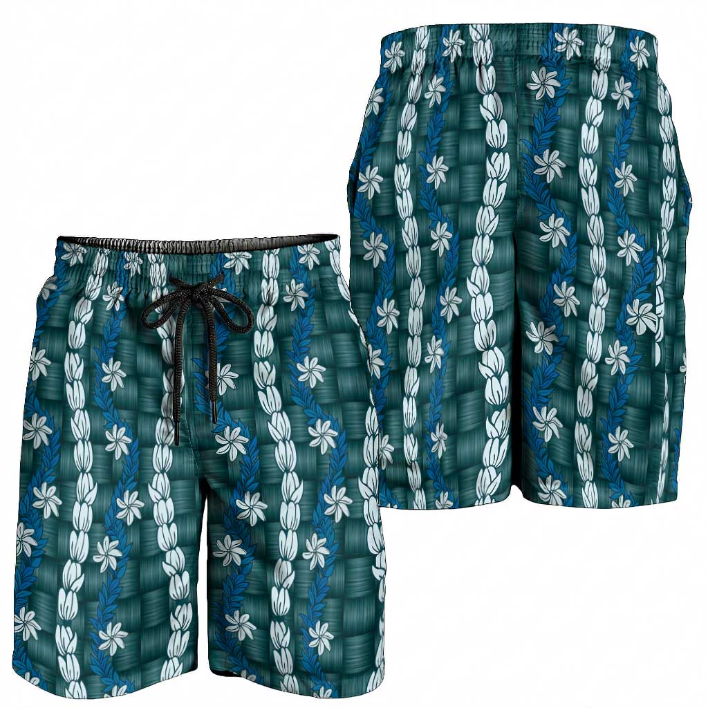 Pikake Maile Tiare Lei Shorts for Men Polu Lauhala Pattern