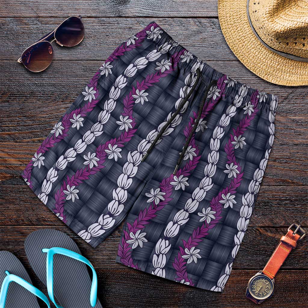 Pikake Maile Tiare Lei Shorts for Men Poni Lauhala Pattern