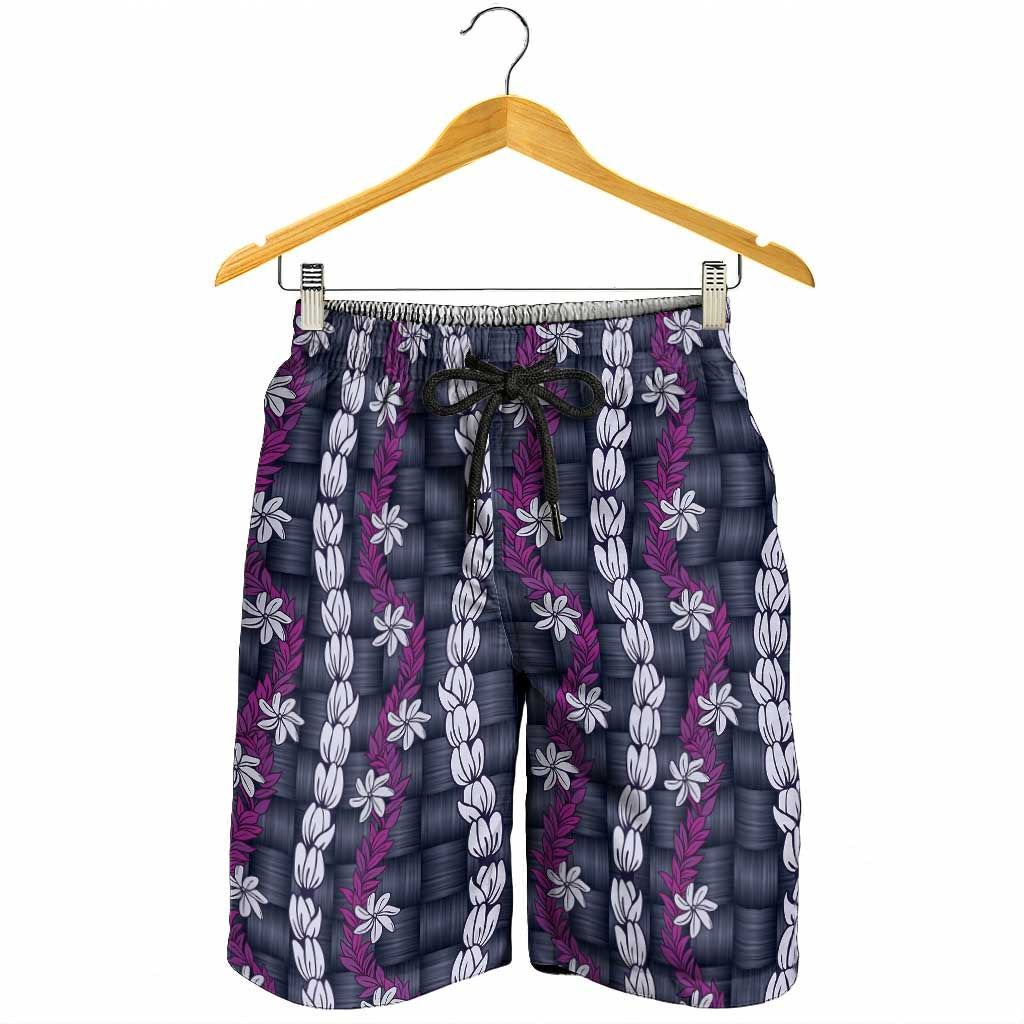 Pikake Maile Tiare Lei Shorts for Men Poni Lauhala Pattern