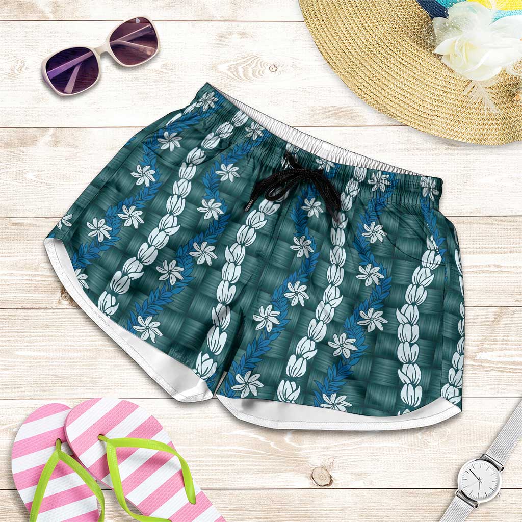 Pikake Maile Tiare Lei Shorts for Women Polu Lauhala Pattern