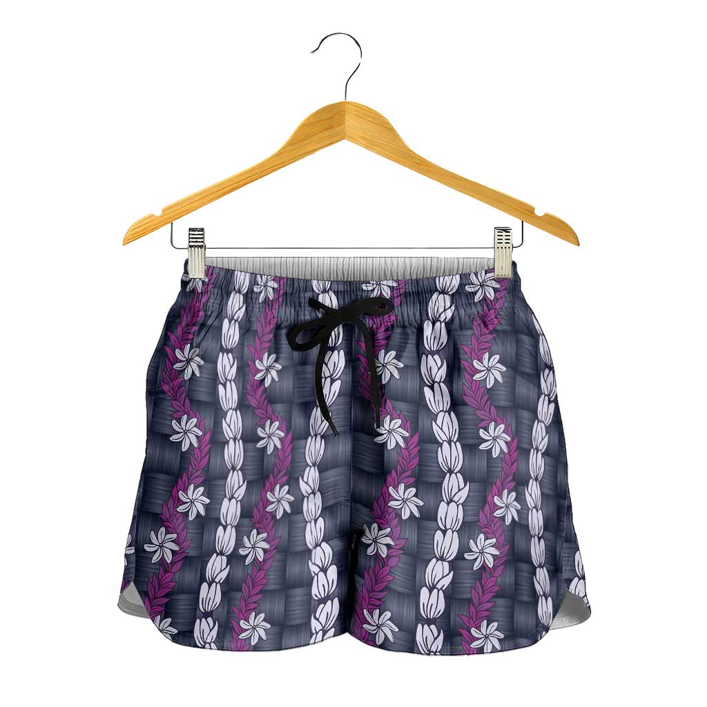 Pikake Maile Tiare Lei Shorts for Women Poni Lauhala Pattern