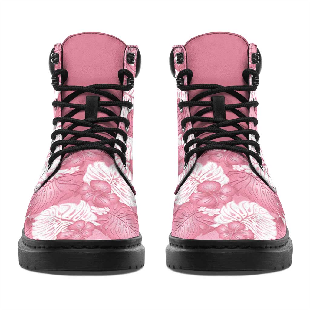 Pink Aloha Hawaii All Season Boots Monstera Hibiscus Plumeria Seamless Vibes - Polynesian Pride