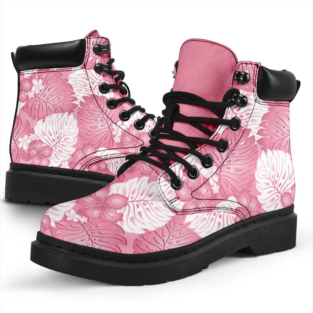Pink Aloha Hawaii All Season Boots Monstera Hibiscus Plumeria Seamless Vibes - Polynesian Pride