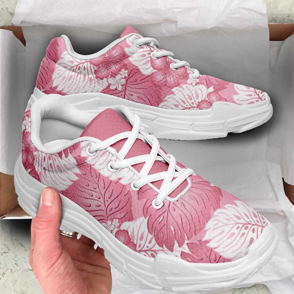Pink Aloha Hawaii Chunky Sneakers Monstera Hibiscus Plumeria Seamless Vibes LT14 - Polynesian Pride