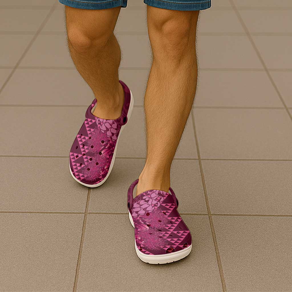 Pink Aloha Hawaii Clogs Shoes Hawaiian Kakau Ohia Lehua Lei - Polynesian Pride