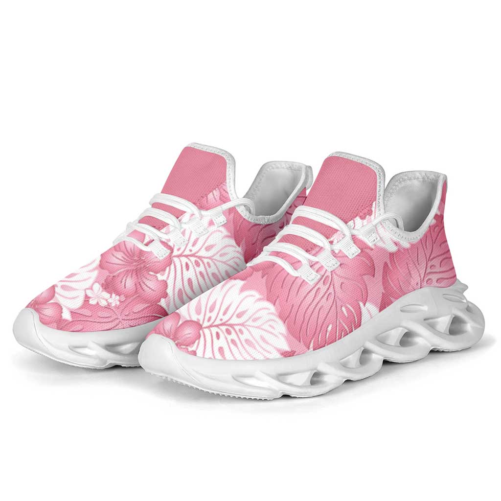 Pink Aloha Hawaii Clunky Sneakers Monstera Hibiscus Plumeria Seamless Vibes - Polynesian Pride