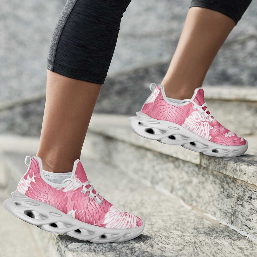 Pink Aloha Hawaii Clunky Sneakers Monstera Hibiscus Plumeria Seamless Vibes - Polynesian Pride