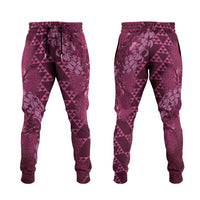 Pink Aloha Hawaii Jogger Pants Hawaiian Kakau Ohia Lehua Lei - Polynesian Pride