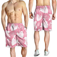 Pink Aloha Hawaii Shorts for Men Monstera Hibiscus Plumeria Seamless Vibes - Polynesian Pride