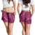 Pink Aloha Hawaii Shorts for Women Hawaiian Kakau Ohia Lehua Lei - Polynesian Pride