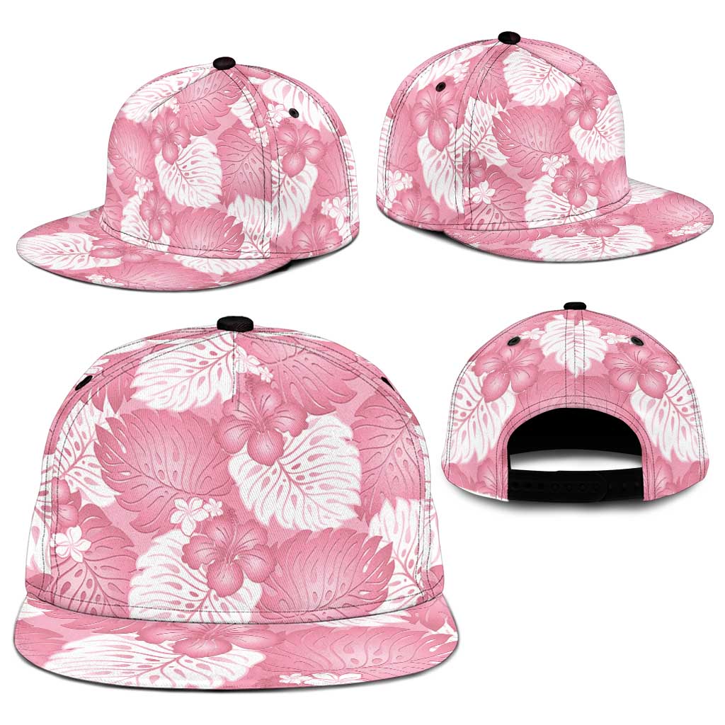 Pink Aloha Hawaii Snapback Cap Monstera Hibiscus Plumeria Seamless Vibes - Polynesian Pride