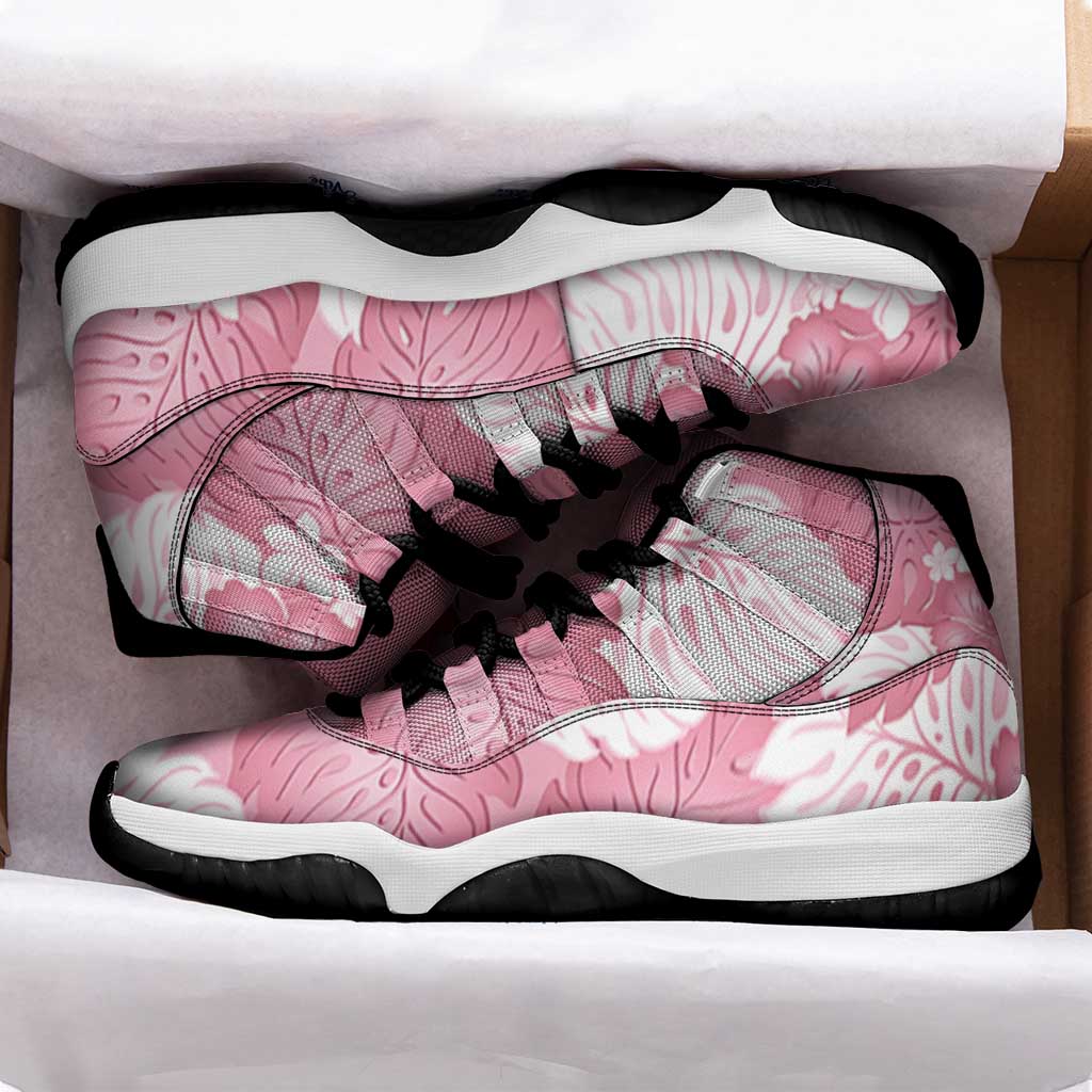 Pink Aloha Hawaii Sneakers J11 Monstera Hibiscus Plumeria Seamless Vibes LT14 - Polynesian Pride