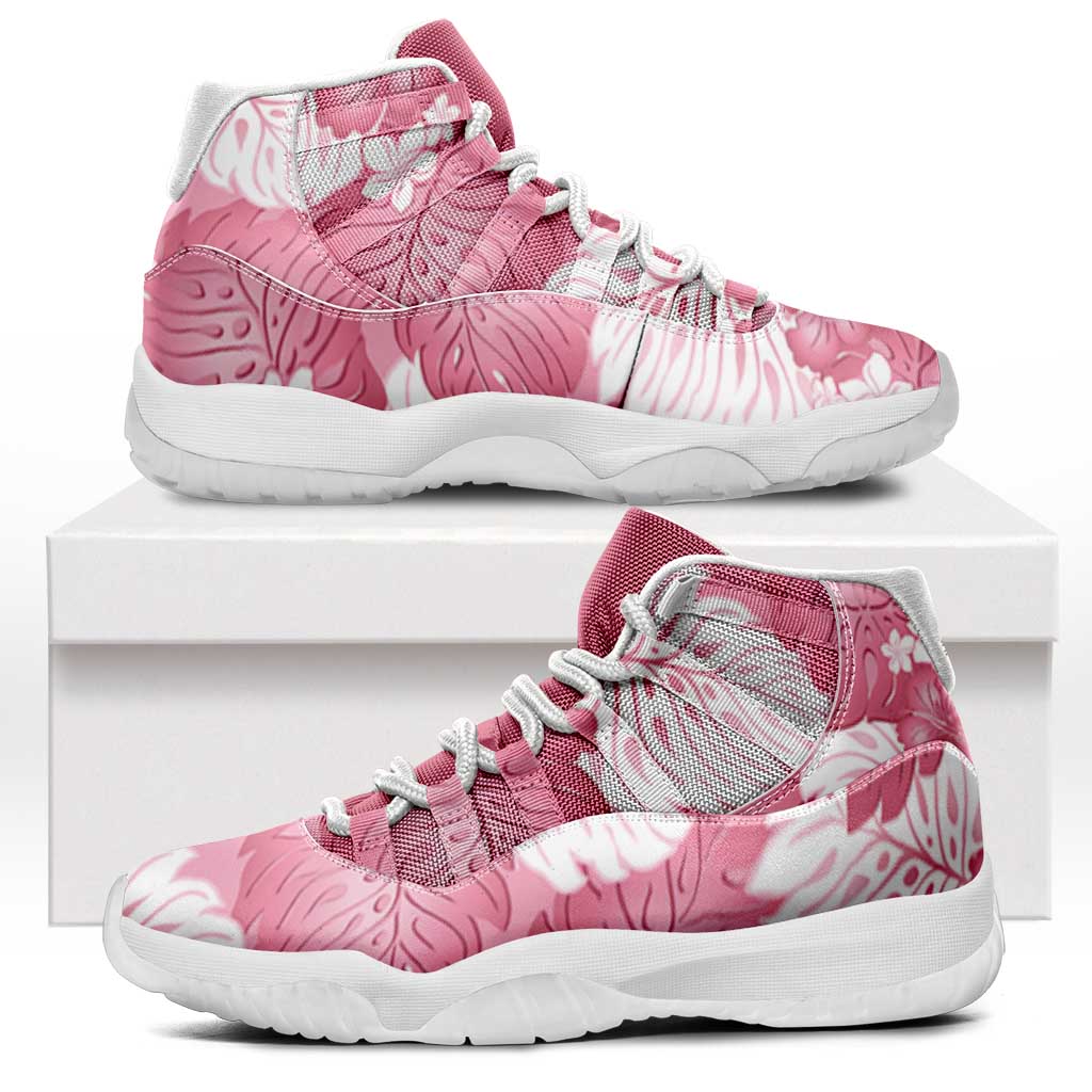 Pink Aloha Hawaii Sneakers J11 Monstera Hibiscus Plumeria Seamless Vibes LT14 Pink - Polynesian Pride