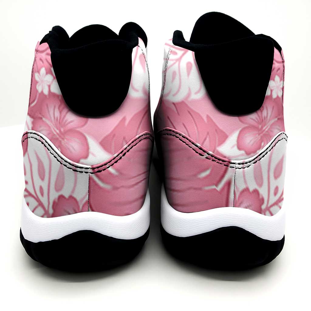 Pink Aloha Hawaii Sneakers J11 Monstera Hibiscus Plumeria Seamless Vibes LT14 - Polynesian Pride