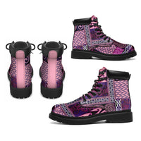 Pink Aotearoa Kowhaiwhai Pattern All Season Boots NZ Maori Quilt Style - Polynesian Pride
