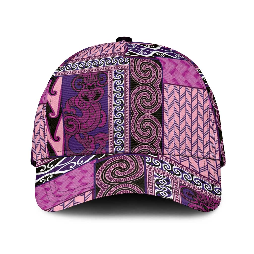 Pink Aotearoa Kowhaiwhai Pattern Classic Cap NZ Maori Quilt Style - Polynesian Pride