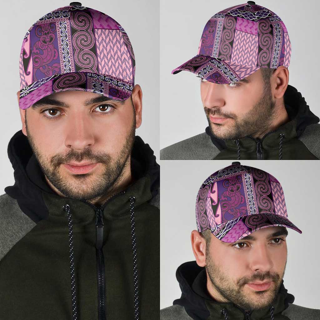 Pink Aotearoa Kowhaiwhai Pattern Classic Cap NZ Maori Quilt Style - Polynesian Pride