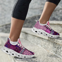 Pink Aotearoa Kowhaiwhai Pattern Clunky Sneakers NZ Maori Quilt Style - Polynesian Pride