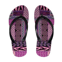 Pink Aotearoa Kowhaiwhai Pattern Flip Flops NZ Maori Quilt Style - Polynesian Pride